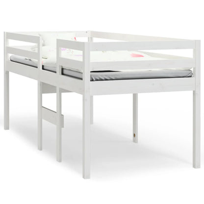 Letto a Soppalco Bianco 90x200 cm in Legno Massello di Pino - homemem39