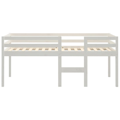Letto a Soppalco Bianco 90x200 cm in Legno Massello di Pino - homemem39