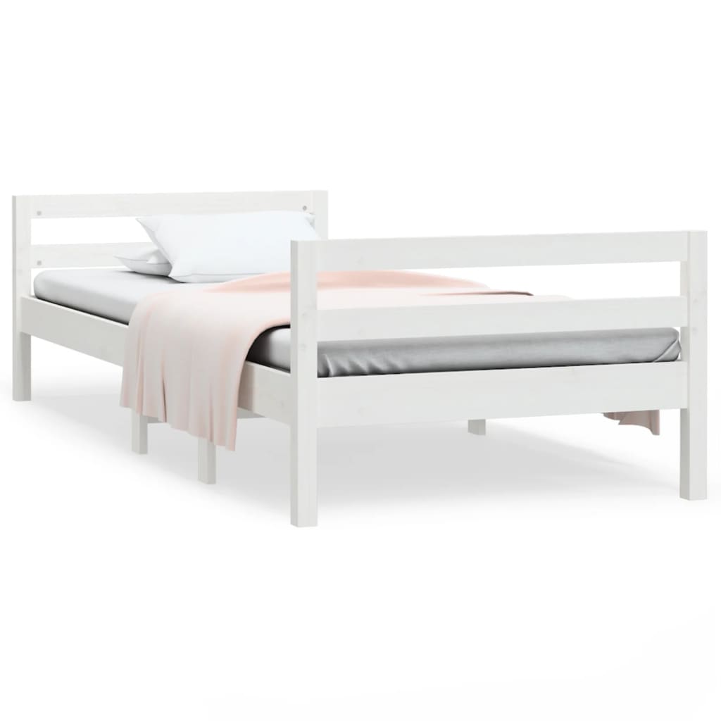 Letto senza Materasso Bianco 90x190 cm in Legno Massello Pino - homemem39