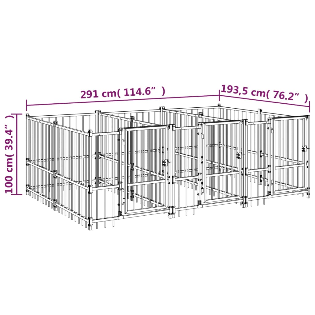 Gabbia per Cani da Esterno in Acciaio 5,63 m² | homemem39