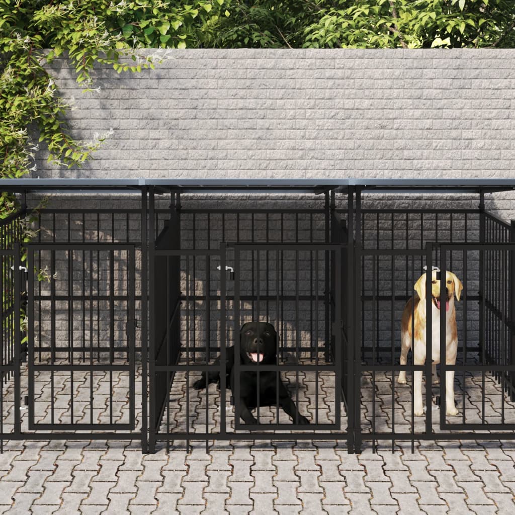 Gabbia per Cani da Esterno con Tetto in Acciaio 7,51 m² | homemem39
