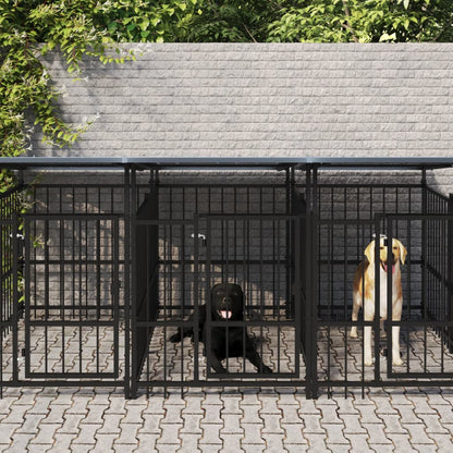 Gabbia per Cani da Esterno con Tetto in Acciaio 7,51 m² | homemem39