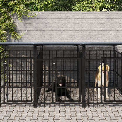 Gabbia per Cani da Esterno con Tetto in Acciaio 13,14 m² | homemem39