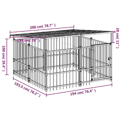Gabbia per Cani da Esterno con Tetto in Acciaio 3,75 m² | homemem39