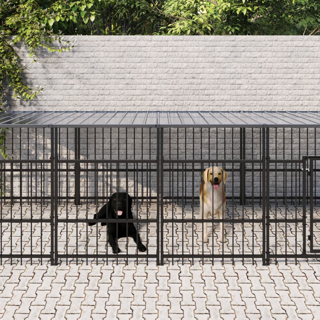 Gabbia per Cani da Esterno con Tetto in Acciaio 11,26 m² | homemem39