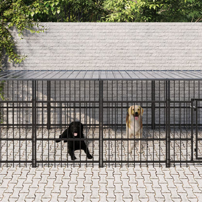 Gabbia per Cani da Esterno con Tetto in Acciaio 11,26 m² | homemem39