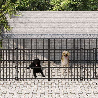 Gabbia per Cani da Esterno con Tetto in Acciaio 13,14 m² | homemem39