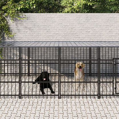 Gabbia per Cani da Esterno con Tetto in Acciaio 16,89 m² | homemem39