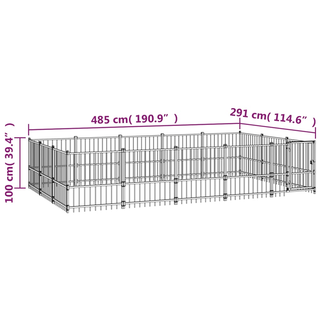 Gabbia per Cani da Esterno in Acciaio 14,11 m² | homemem39