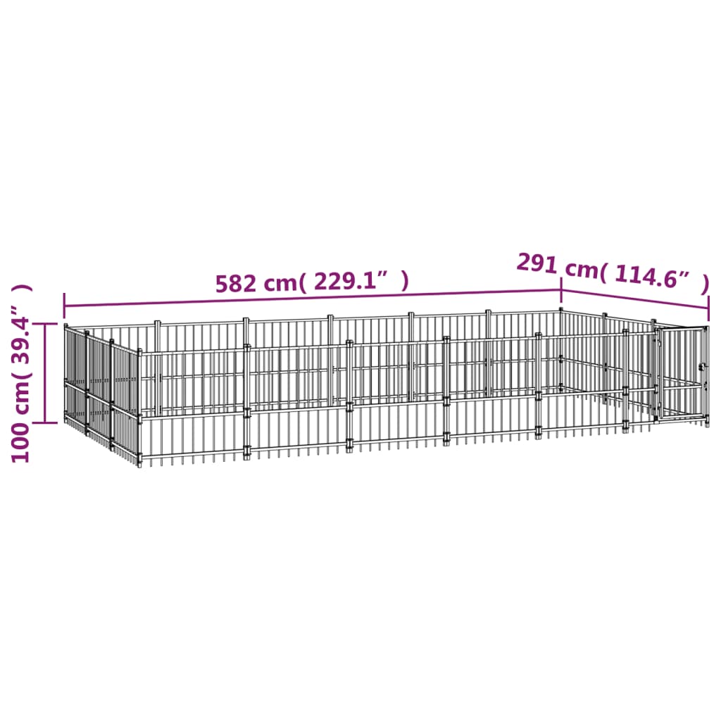 Gabbia per Cani da Esterno in Acciaio 16,94 m² | homemem39
