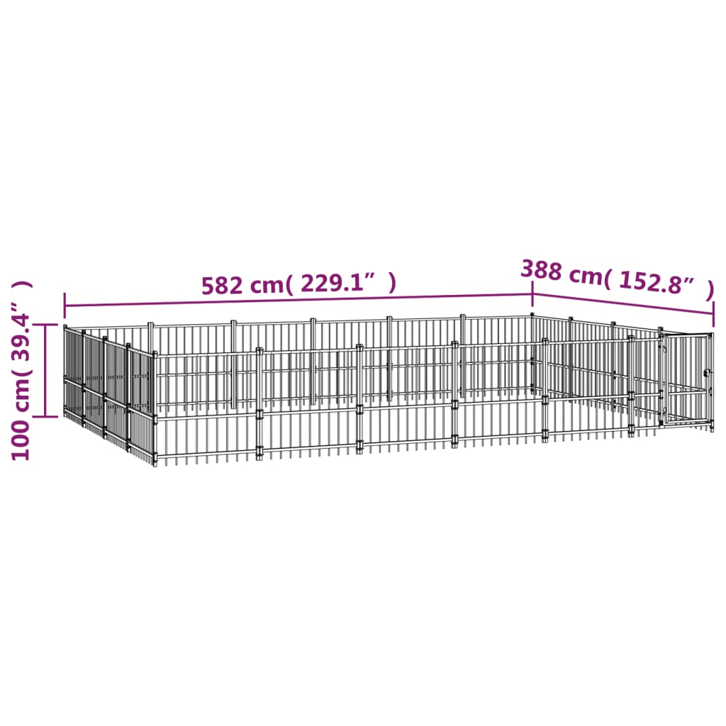 Gabbia per Cani da Esterno in Acciaio 22,58 m² | homemem39