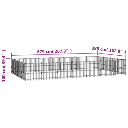 Gabbia per Cani da Esterno in Acciaio 26,35 m² | homemem39