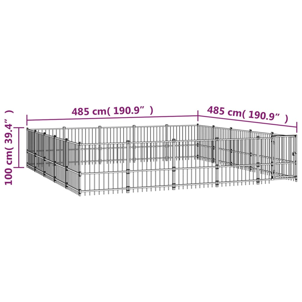 Gabbia per Cani da Esterno in Acciaio 23,52 m² | homemem39