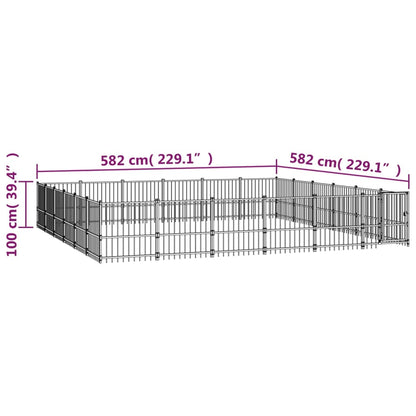 Gabbia per Cani da Esterno in Acciaio 33,87 m² | homemem39