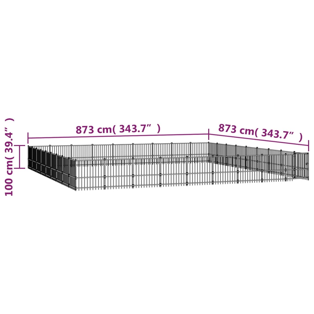 Gabbia per Cani da Esterno in Acciaio 76,21 m² | homemem39