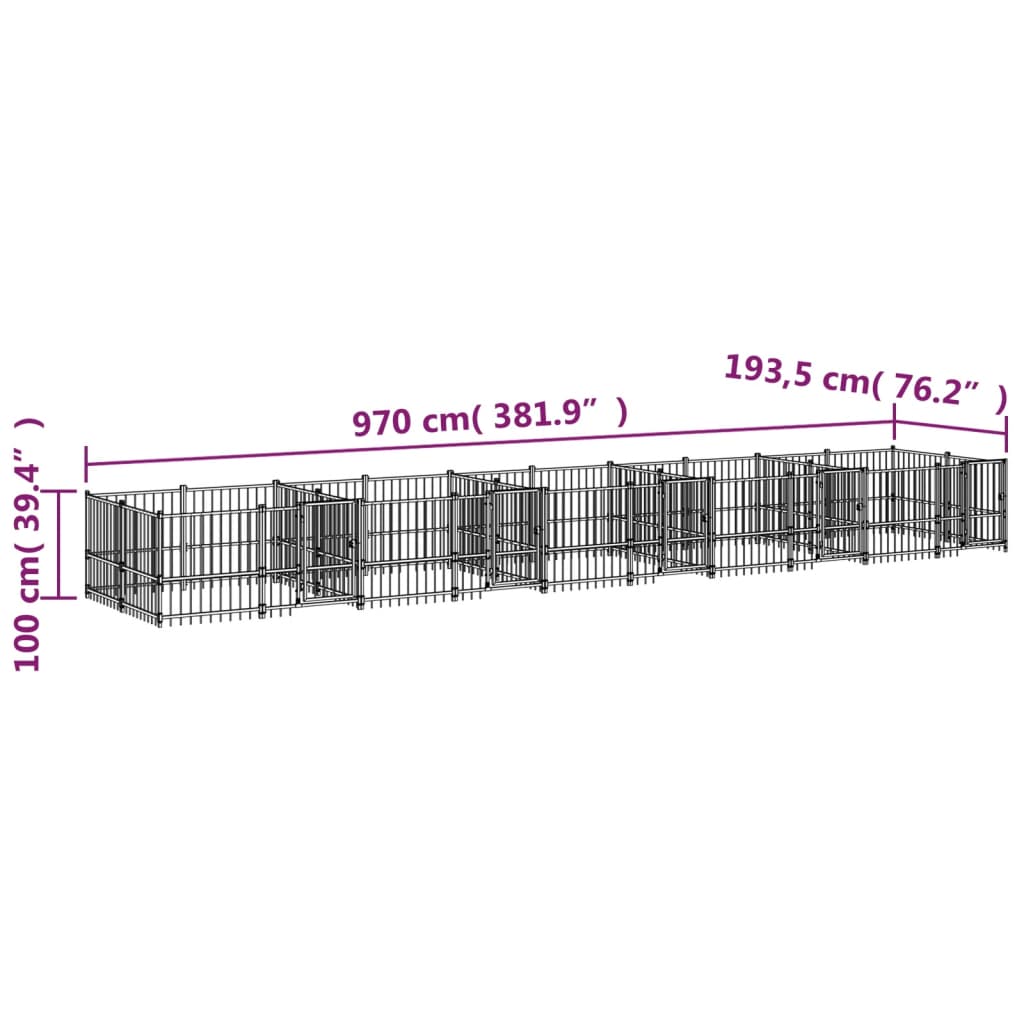 Gabbia per Cani da Esterno in Acciaio 18,77 m² | homemem39
