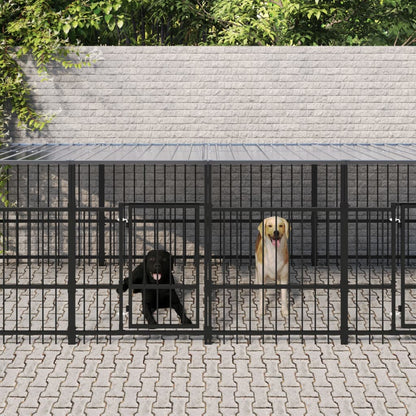 Gabbia per Cani da Esterno con Tetto in Acciaio 7,51 m² | homemem39