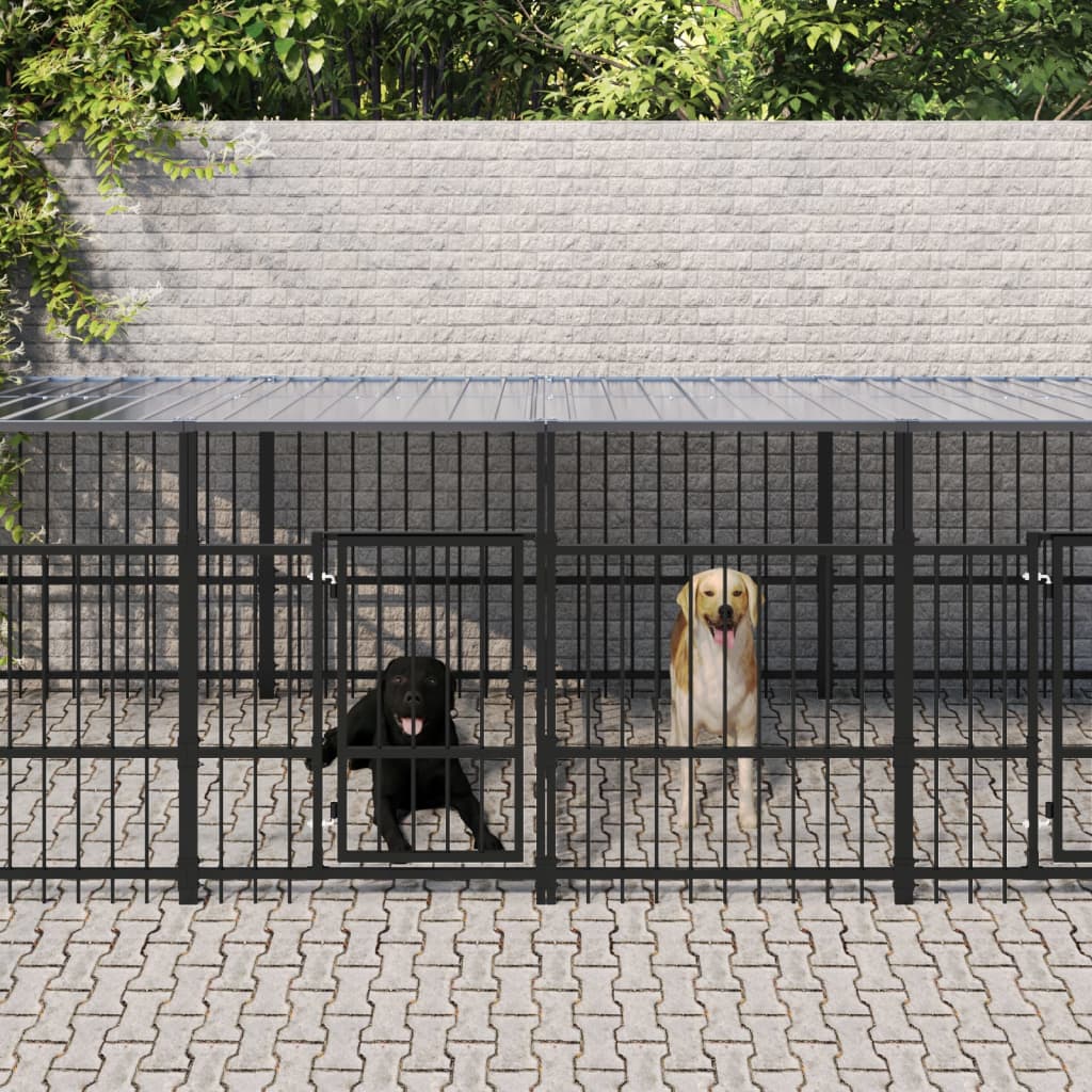 Gabbia per Cani da Esterno con Tetto in Acciaio 11,26 m² | homemem39