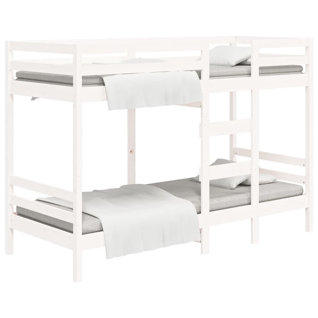 Letto a Castello Bianco 90x200 cm in Legno Massello di Pino | homemem39