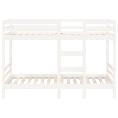 Letto a Castello Bianco 90x200 cm in Legno Massello di Pino | homemem39