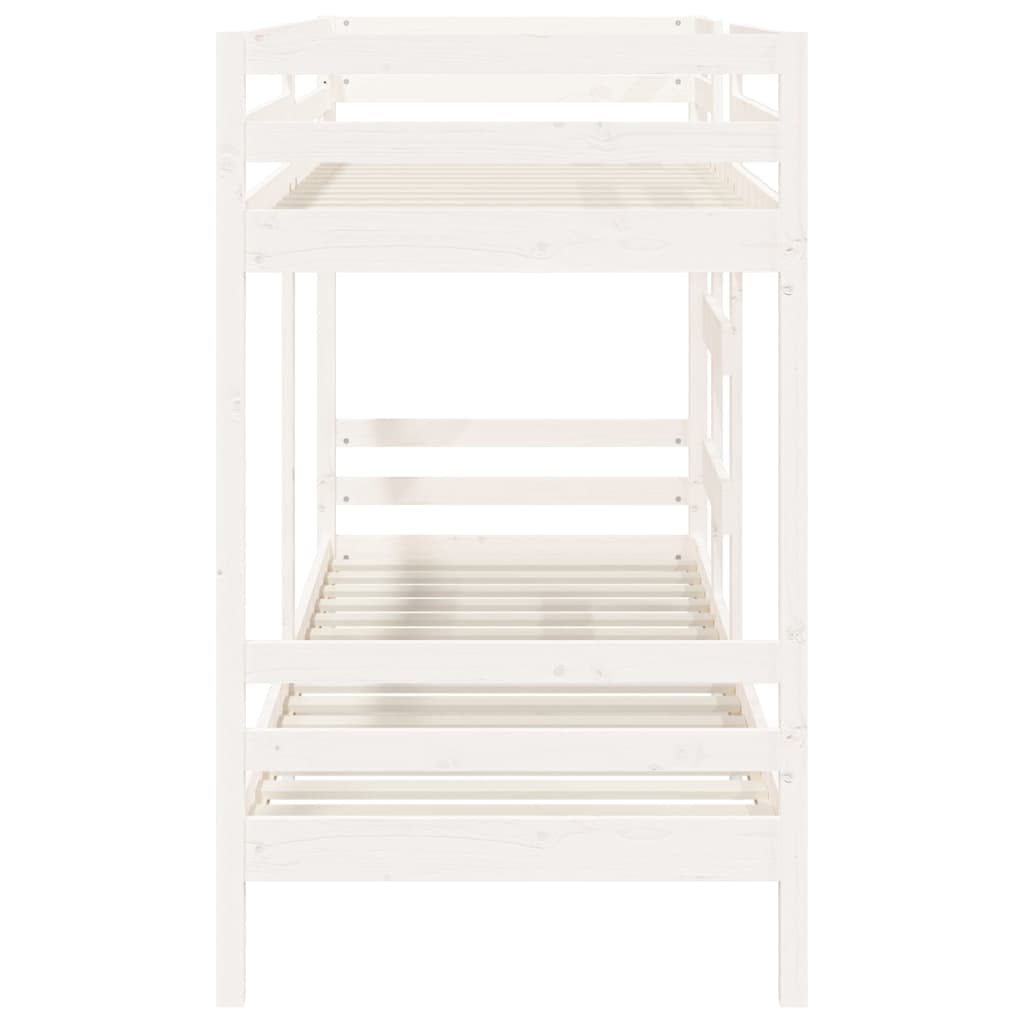 Letto a Castello Bianco 90x200 cm in Legno Massello di Pino | homemem39