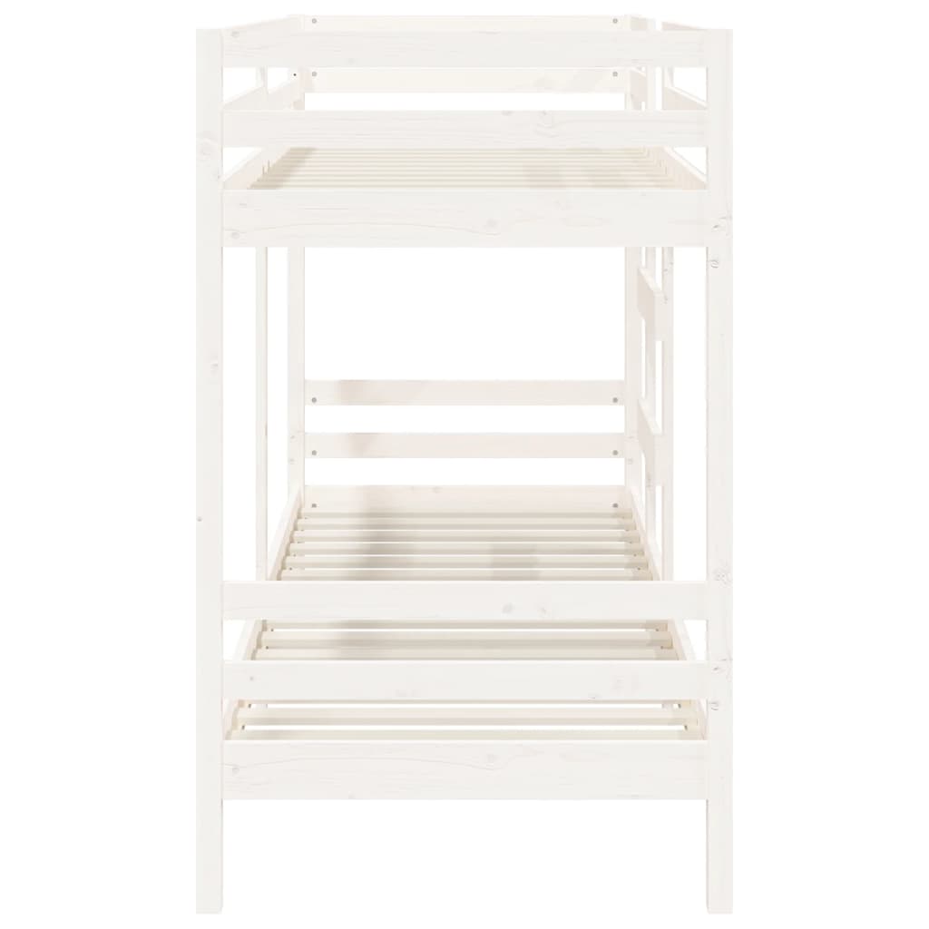 Letto a Castello Bianco 80x200 cm in Legno Massello di Pino | homemem39