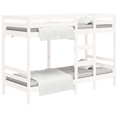 Letto a Castello Bianco 75x190 cm in Legno Massello di Pino | homemem39