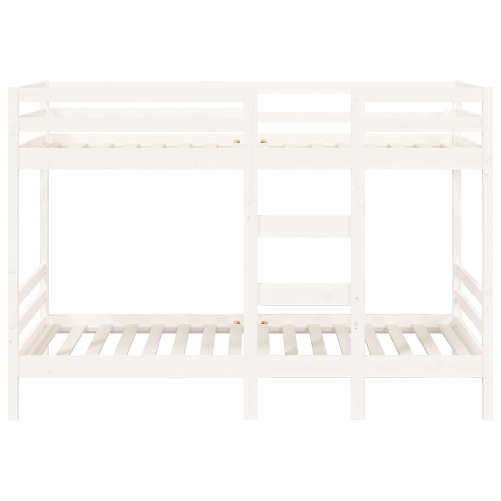 Letto a Castello Bianco 75x190 cm in Legno Massello di Pino | homemem39