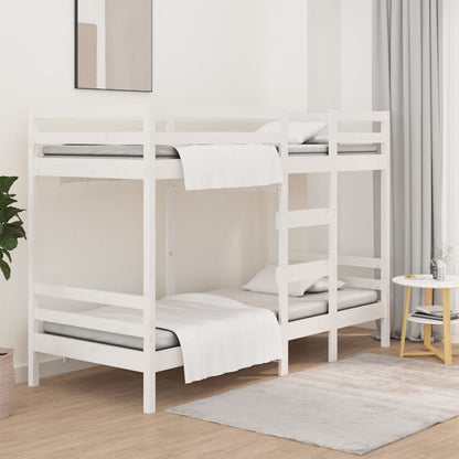Letto a Castello Bianco 75x190 cm in Legno Massello di Pino | homemem39