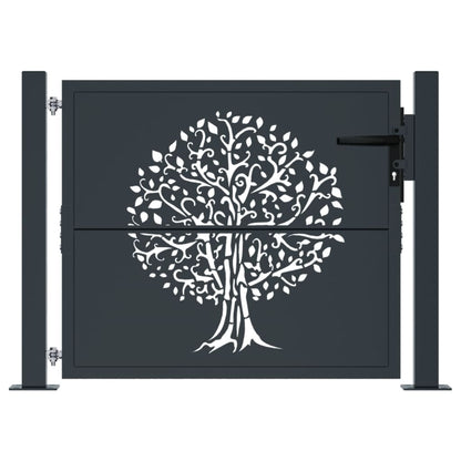 Cancello da giardino antracite 100x75 cm in acciaio con design ad albero | homemem39