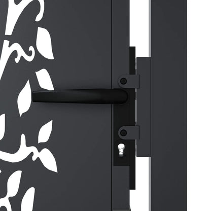 Cancello da giardino antracite 100x75 cm in acciaio con design ad albero | homemem39