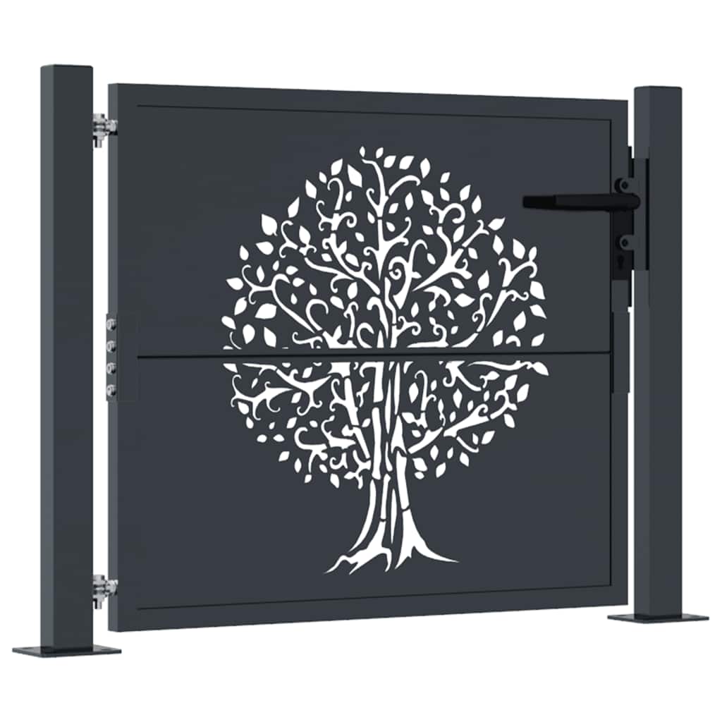 Cancello da giardino antracite 100x100 cm in acciaio con design ad albero | homemem39