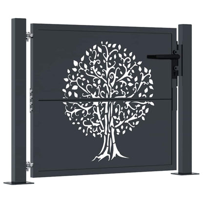 Cancello da giardino antracite 100x100 cm in acciaio con design ad albero | homemem39