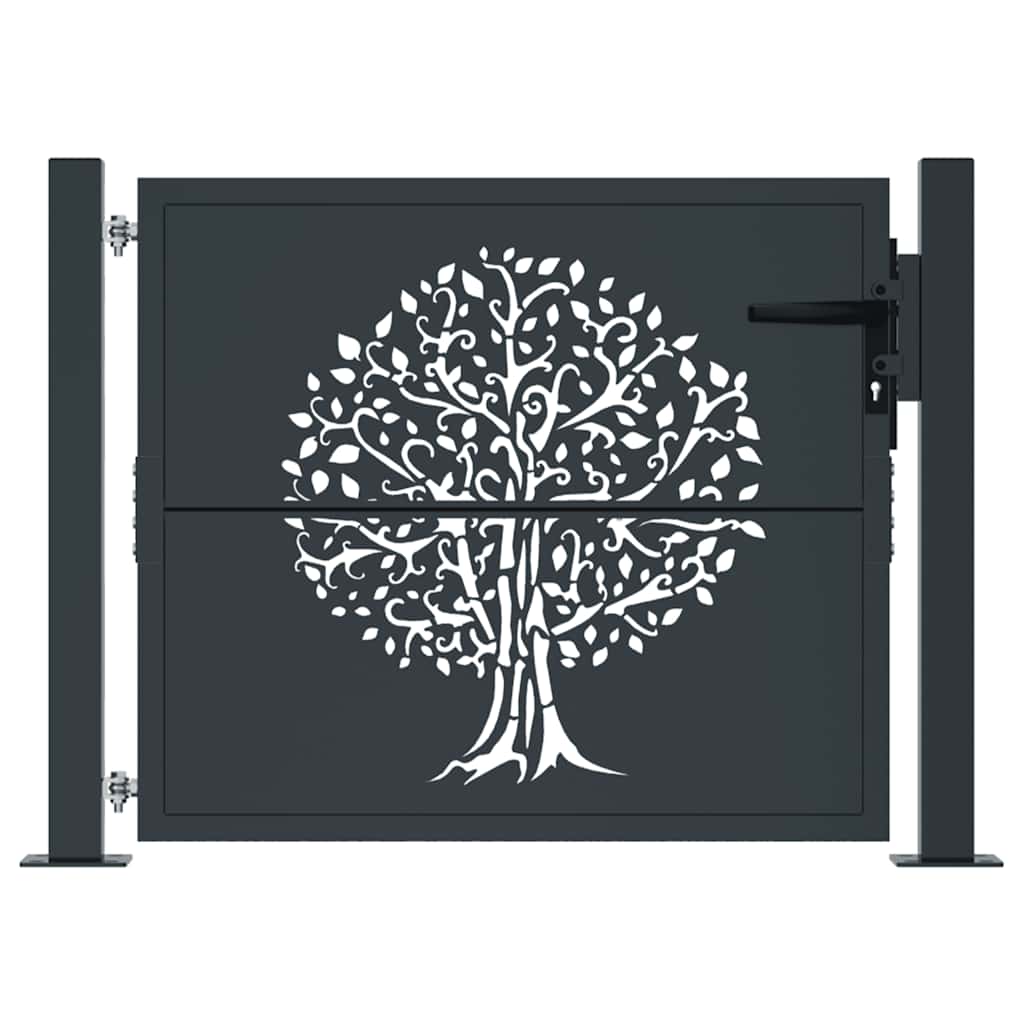 Cancello da giardino antracite 100x100 cm in acciaio con design ad albero | homemem39