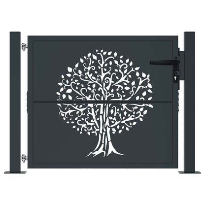 Cancello da giardino antracite 100x100 cm in acciaio con design ad albero | homemem39