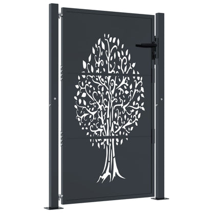 Cancello da giardino antracite 100x150 cm in acciaio con design ad albero | homemem39