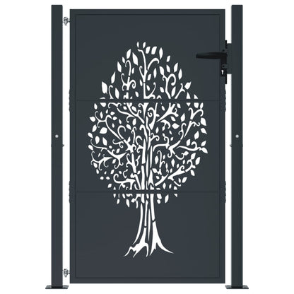 Cancello da giardino antracite 100x150 cm in acciaio con design ad albero | homemem39