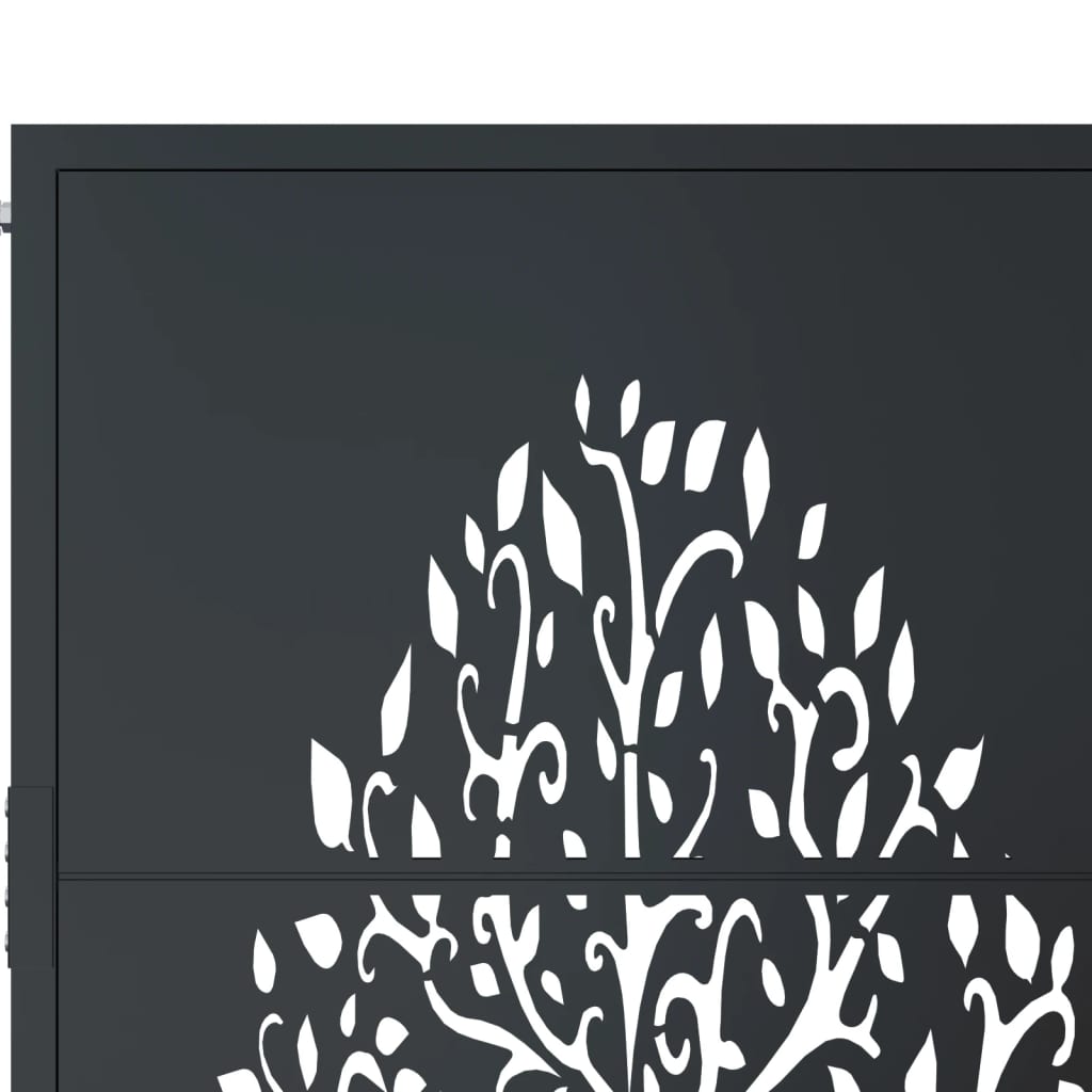 Cancello da giardino antracite 100x150 cm in acciaio con design ad albero | homemem39