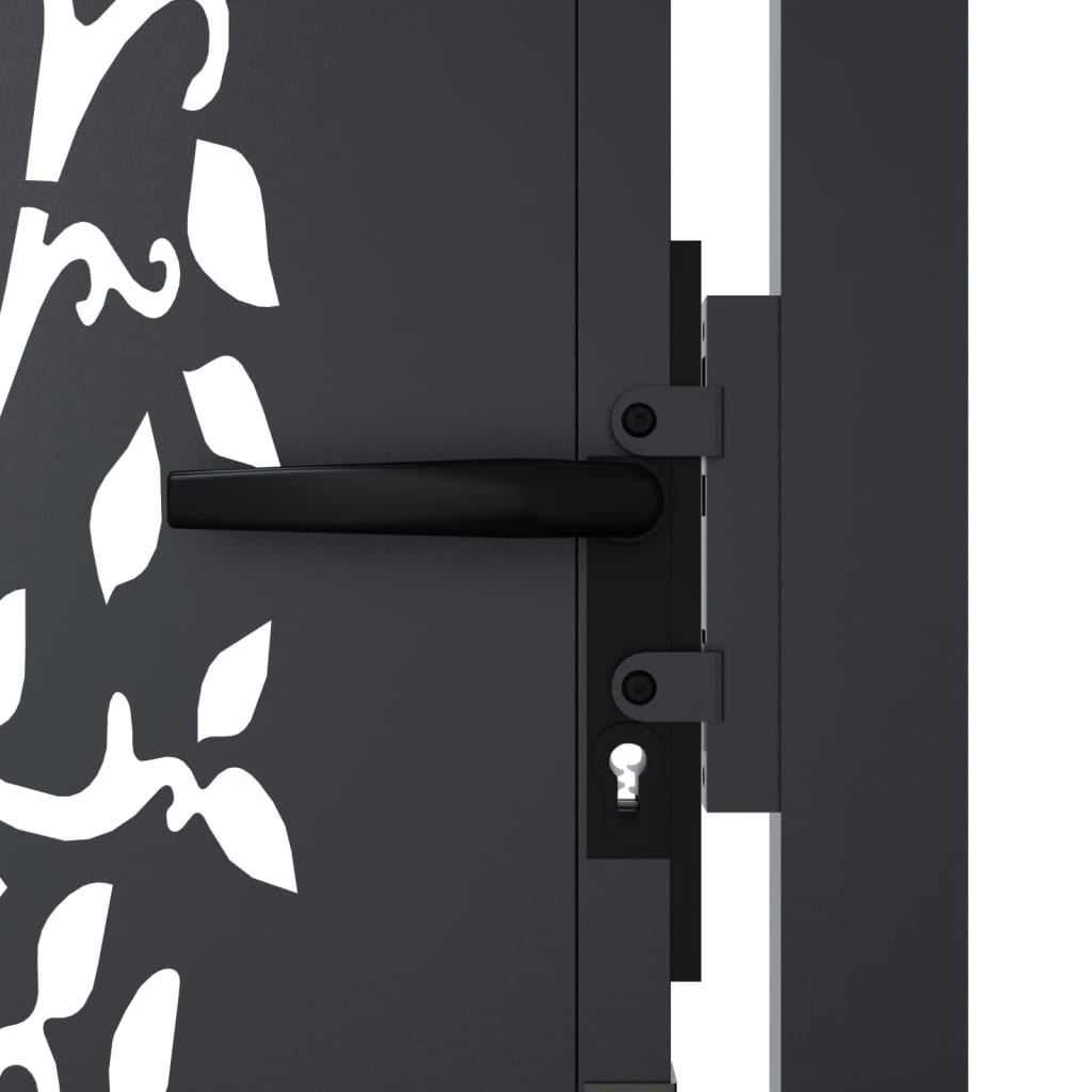 Cancello da giardino antracite 100x150 cm in acciaio con design ad albero | homemem39