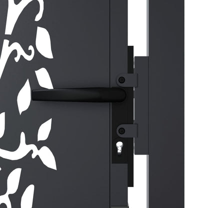 Cancello da giardino antracite 100x150 cm in acciaio con design ad albero | homemem39