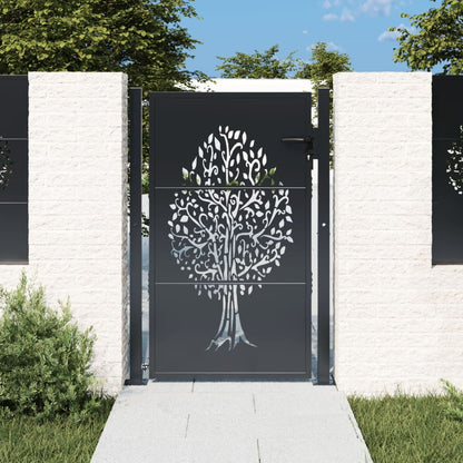 Cancello da giardino antracite 100x150 cm in acciaio con design ad albero | homemem39