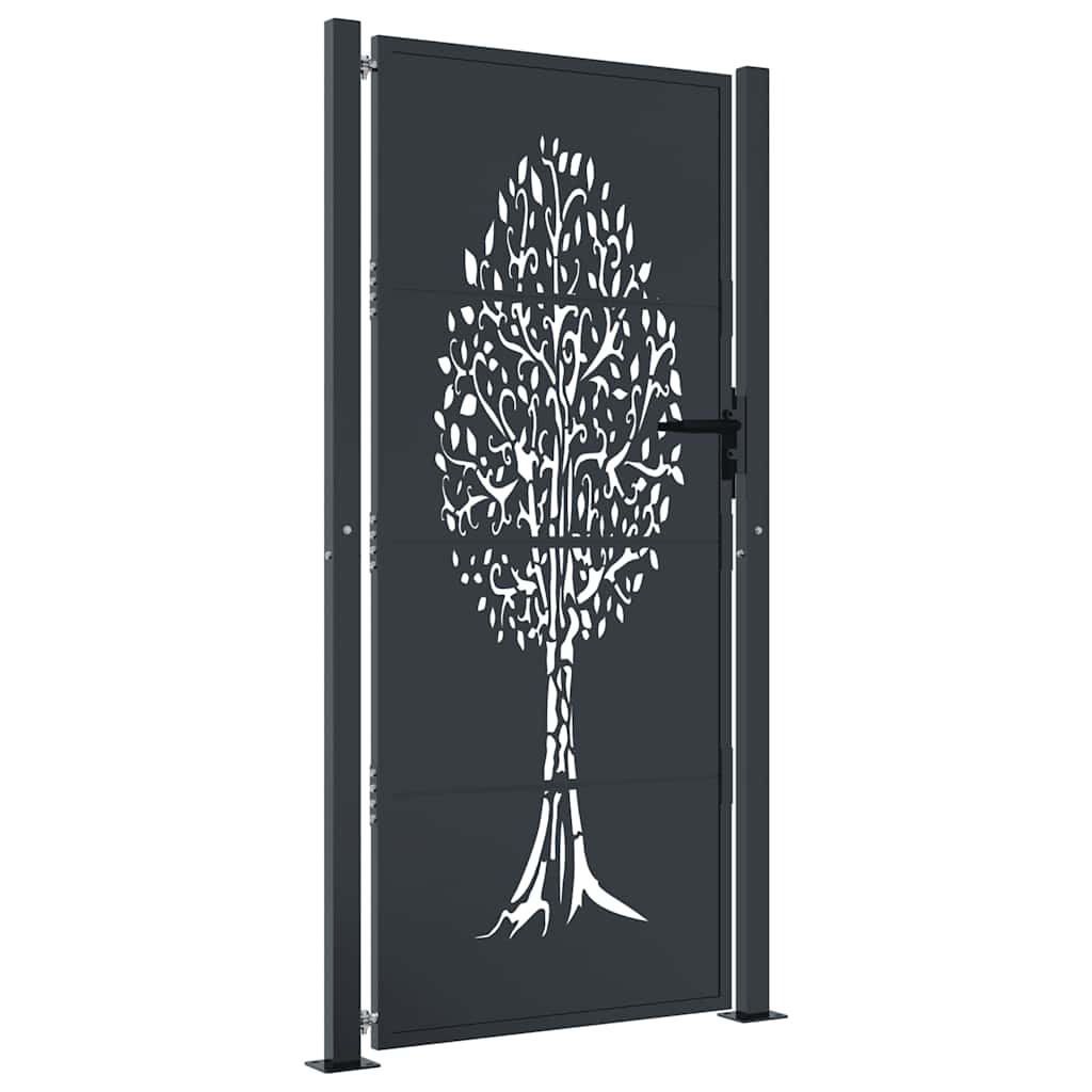 Cancello da giardino antracite 100x175 cm in acciaio con design ad albero | homemem39