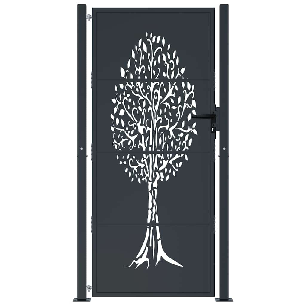 Cancello da giardino antracite 100x175 cm in acciaio con design ad albero | homemem39