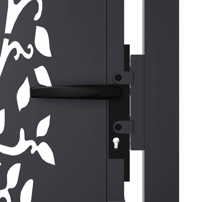 Cancello da giardino antracite 100x175 cm in acciaio con design ad albero | homemem39
