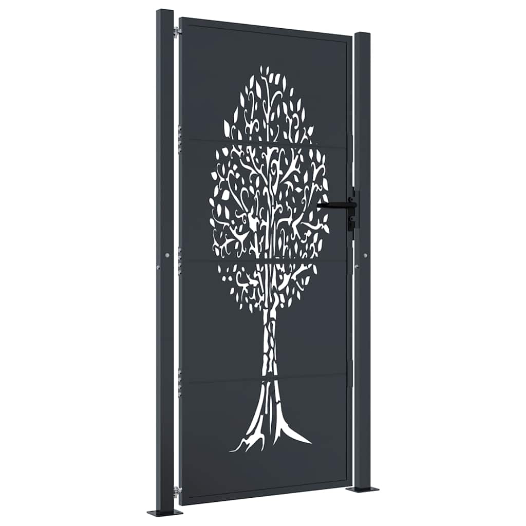 Cancello da giardino antracite 100x200 cm in acciaio con design ad albero | homemem39