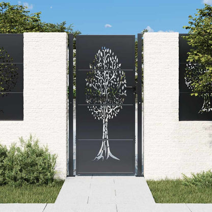 Cancello da giardino antracite 100x200 cm in acciaio con design ad albero | homemem39