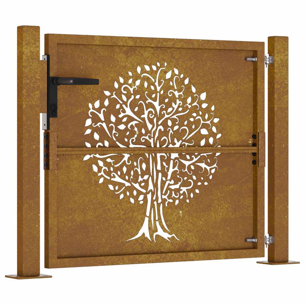 Cancello da giardino 100x75 cm in acciaio Corten con design ad albero