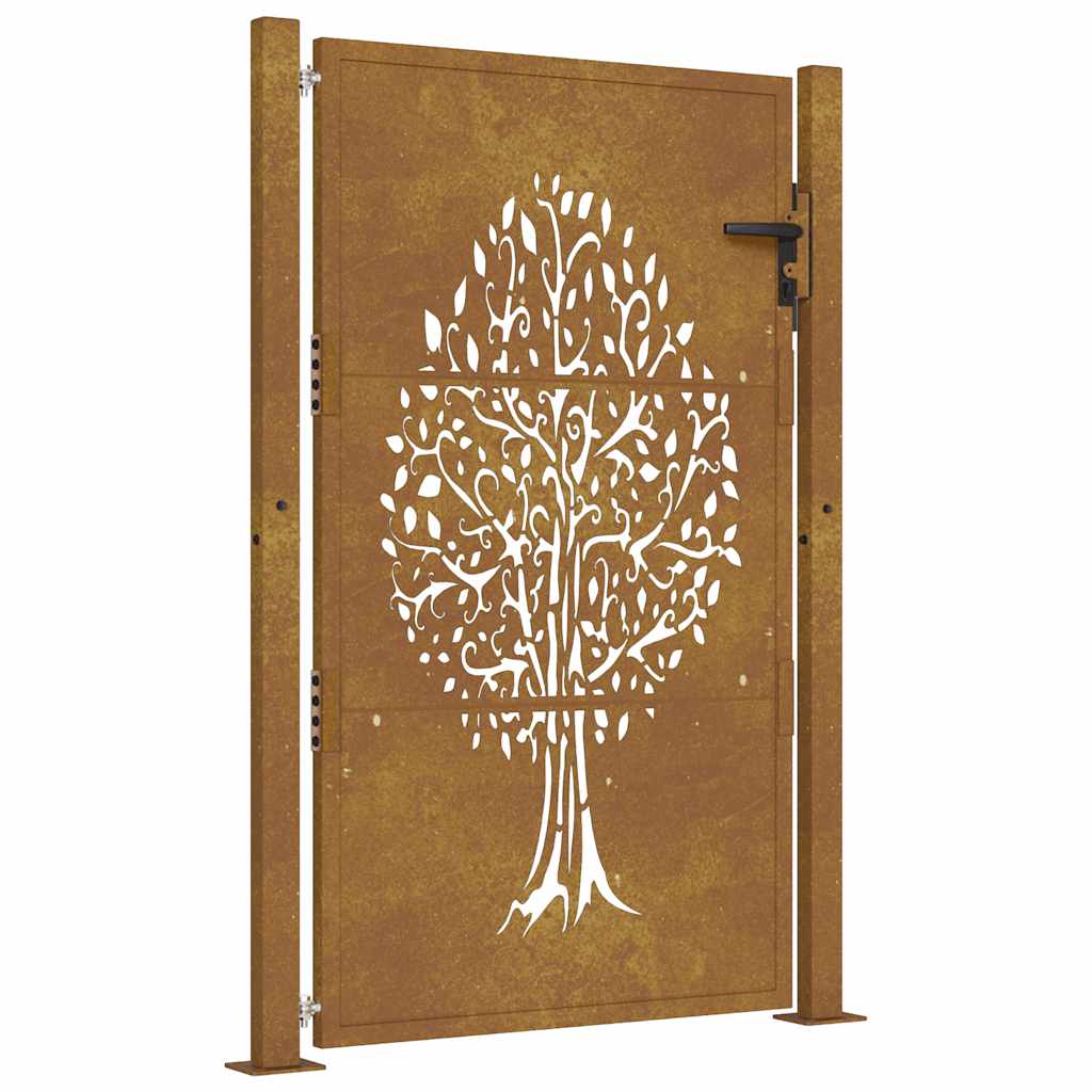 Cancello da giardino 100x125 cm in acciaio Corten con design ad albero | homemem39