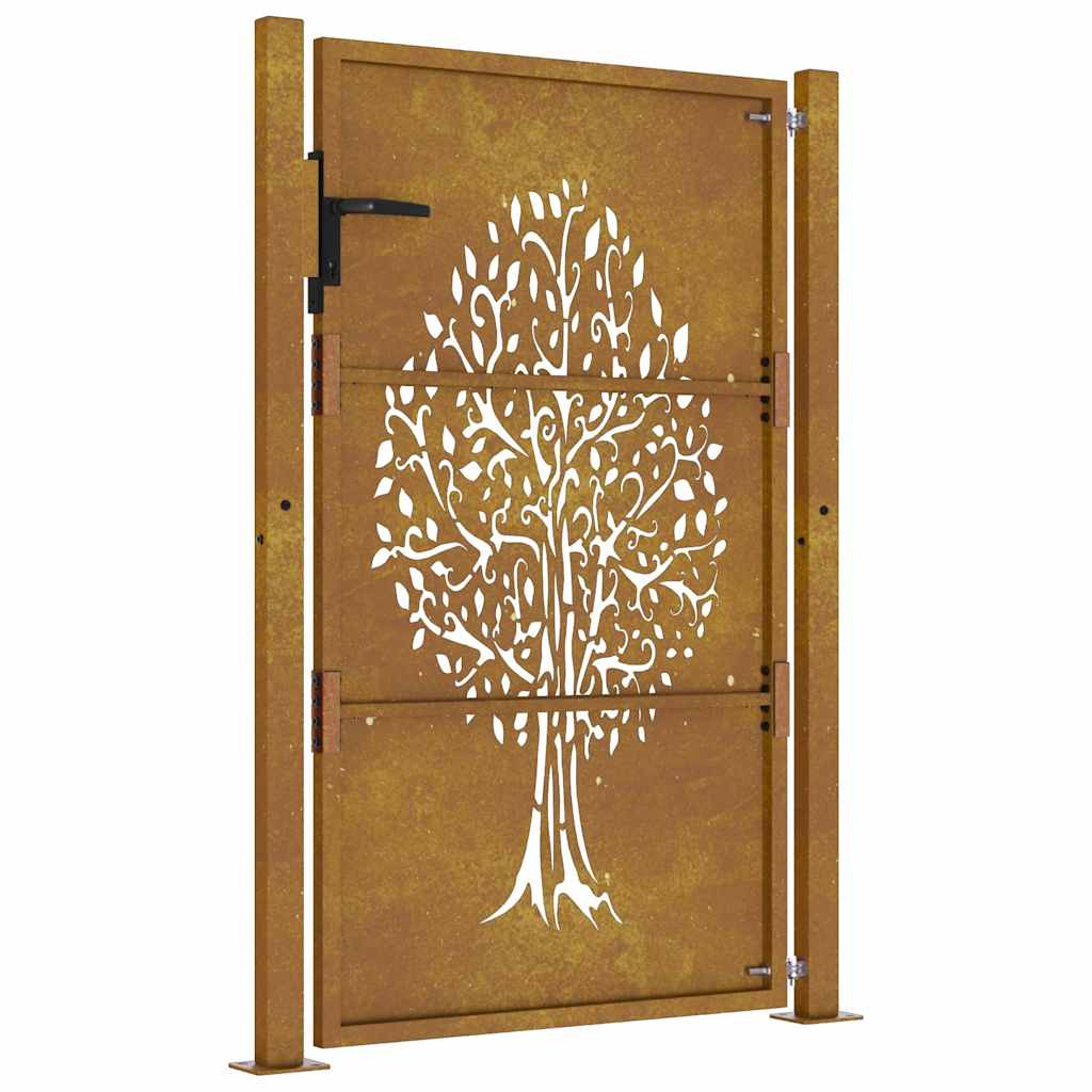 Cancello da giardino 100x150 cm in acciaio Corten con design ad albero | homemem39