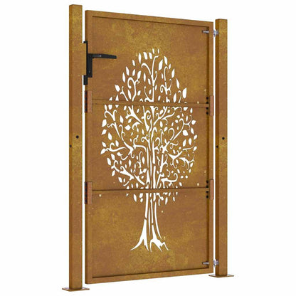 Cancello da giardino 100x150 cm in acciaio Corten con design ad albero | homemem39